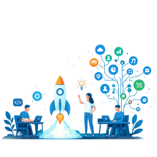 Custom software launch illustration